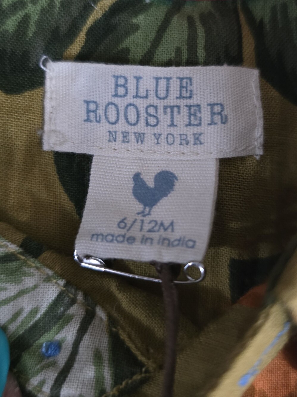 NWT Blue Rooster Floral Hawaiian Print Short Sleeve Linen Button Up 6-12m - Picture 2 of 2